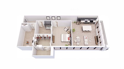 1 bed 1 bath 1B2 Floor Plan at Tesson Ridge, Saint Louis, 63128